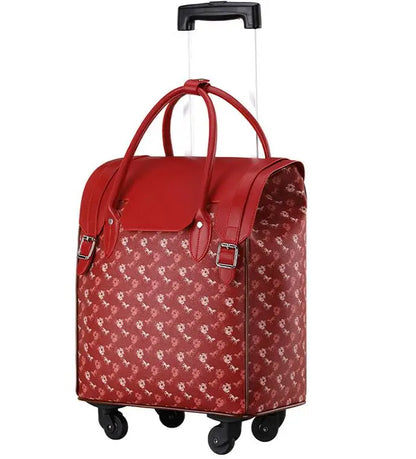 women PU Travel Trolley bag carry on hand luggage bag wheels rolling luggage bag women cabin suitcase for travel bag on wheels