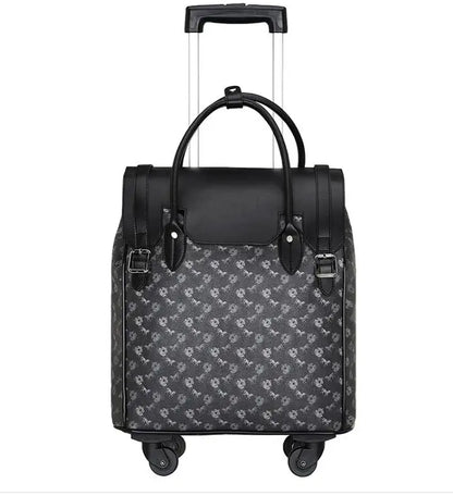 women PU Travel Trolley bag carry on hand luggage bag wheels rolling luggage bag women cabin suitcase for travel bag on wheels