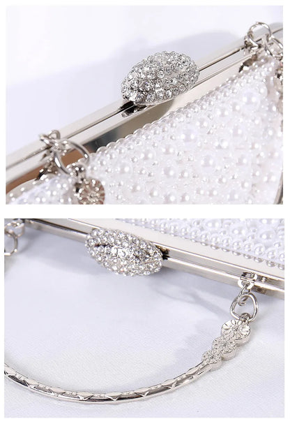 women creamy-white Clutch purse wallet bag female white Beaded Evening Bags lady Handbags Purses Dinner Minaudiere Bag party bag