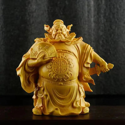 wood carved handlebars, domineering and auspicious, Zhong Kui character decorations, demonic and demonic control, and exquisite