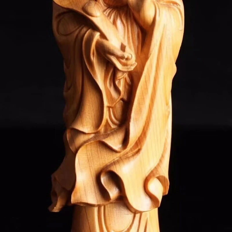 wood carving Ruyi Guanyin buddha statues China Buddha Feng Shui decorative characters Living room, office Room decoration