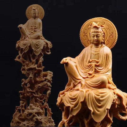 wood carving guanyin- Sakyamuni Buddha Decorative Statue Wooden Tree Vine Art Carving Home decorative figures feng shui Statue