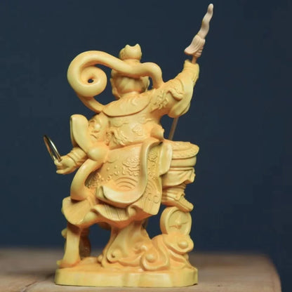 wooden Nezha Mythical figure statue Hand carving Lovely living room Room decorations Solid wood crafts