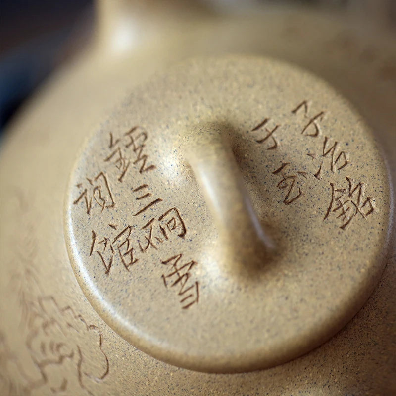yixing undressed ore pure manual recommended old section NiZi smelting gourd ladle 300 ml of old old carved stone paint