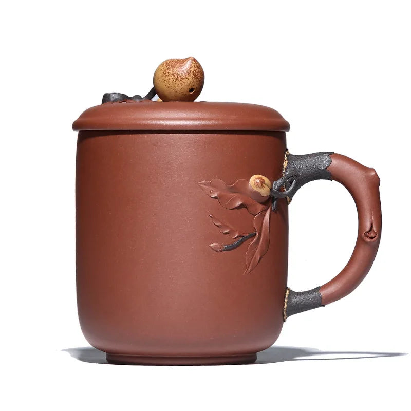 yixing undressed ore purple sand tea cup pure manual heap flower peach is a cup of tea set gift lettering customization