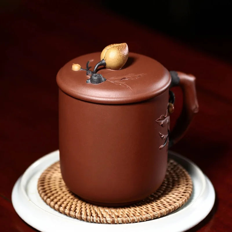 yixing undressed ore purple sand tea cup pure manual heap flower peach is a cup of tea set gift lettering customization