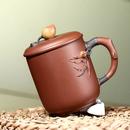 yixing undressed ore purple sand tea cup pure manual heap flower peach is a cup of tea set gift lettering customization