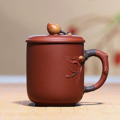 yixing undressed ore purple sand tea cup pure manual heap flower peach is a cup of tea set gift lettering customization