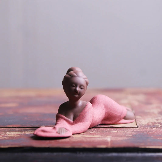 yixing zisha tea pet beauty statue small size purple clay tea play holder for chopsticks pot maintaining brush holders on sales