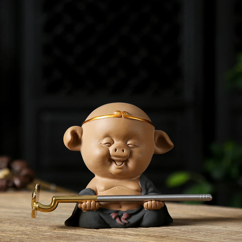 yixing zisha tea pet on tea tray handmade Pig King small size house decoration holiday gift house warming gift on sales in China