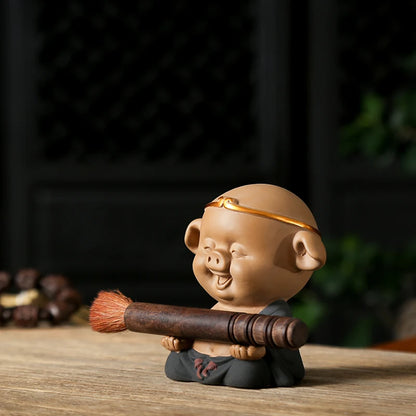 yixing zisha tea pet on tea tray handmade Pig King small size house decoration holiday gift house warming gift on sales in China
