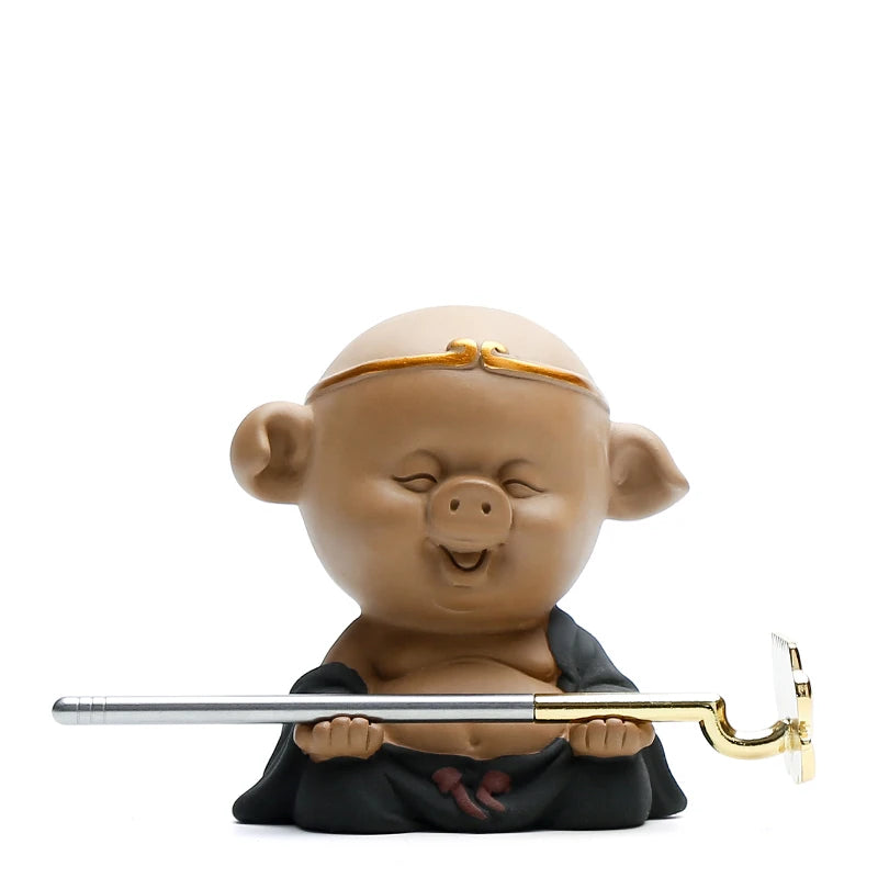 yixing zisha tea pet on tea tray handmade Pig King small size house decoration holiday gift house warming gift on sales in China