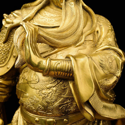 48cm,China gift Feng shui brass Duke Guan Gong Yu Warrior God wealth Statue 關关羽公