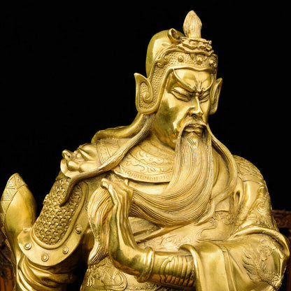 48cm,China gift Feng shui brass Duke Guan Gong Yu Warrior God wealth Statue 關关羽公