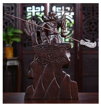 47cm,China Guan Yu Gong Warrior God Buddha Wood Statue Guanyu Dragon Figure 18"