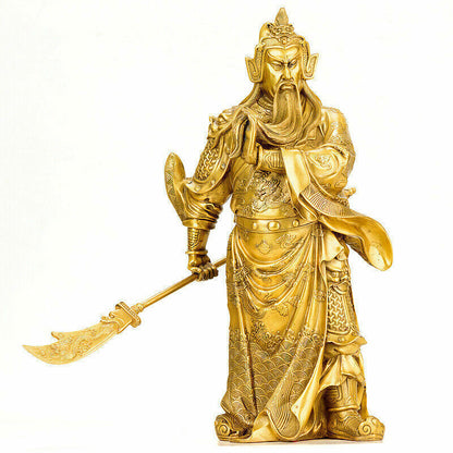 48cm,China gift Feng shui brass Duke Guan Gong Yu Warrior God wealth Statue 關关羽公