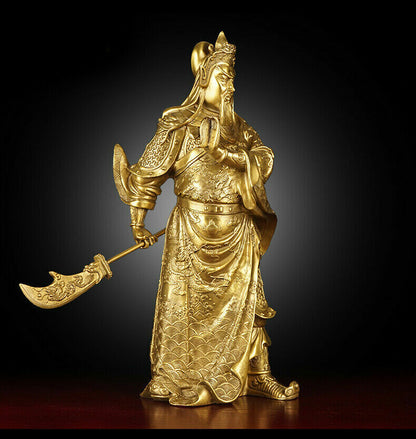 48cm,China gift Feng shui brass Duke Guan Gong Yu Warrior God wealth Statue 關关羽公