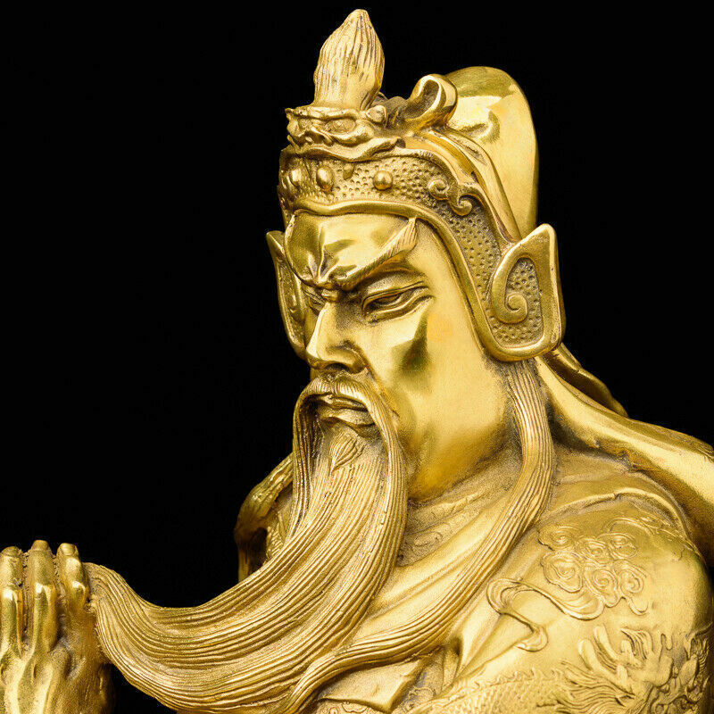 48cm,China gift Feng shui brass Duke Guan Gong Yu Warrior God wealth Statue 關关羽公