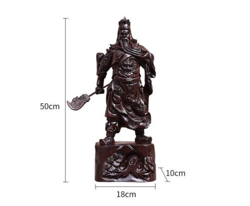 Chinese Guan Yu Guan Gong Warrior God Wealth Wooden Carving Wood Statue fengshui