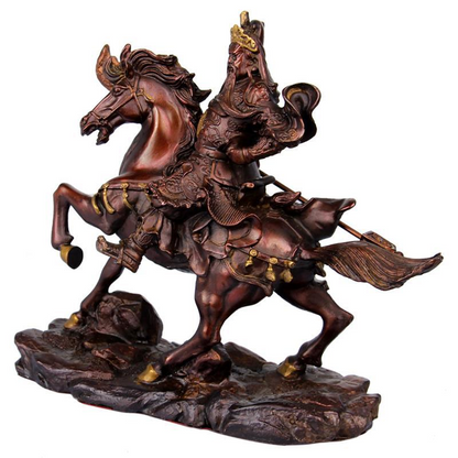 8 inch brass Riding Alone battle valiant Guan Gong Guan Yu ride horse statue 关羽