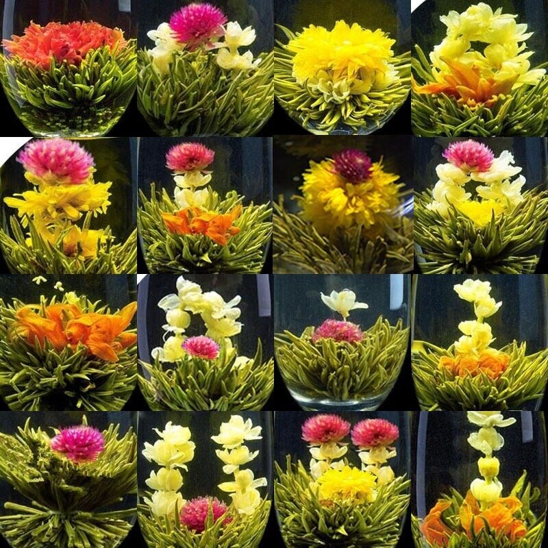 16 Pcs CHINA Blooming Flower Tea Balls,GREEN JASMINE white herbal Flowering TEE